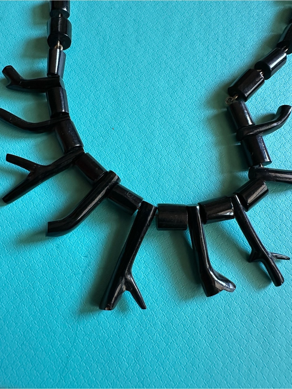 Vintage Genuine Black Coral 14k Gold Necklace - Picture 4 of 14